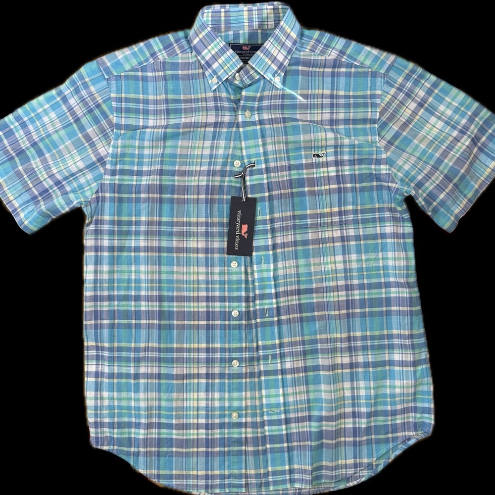 Vineyard Vines Men's Blue Plaid Shirt